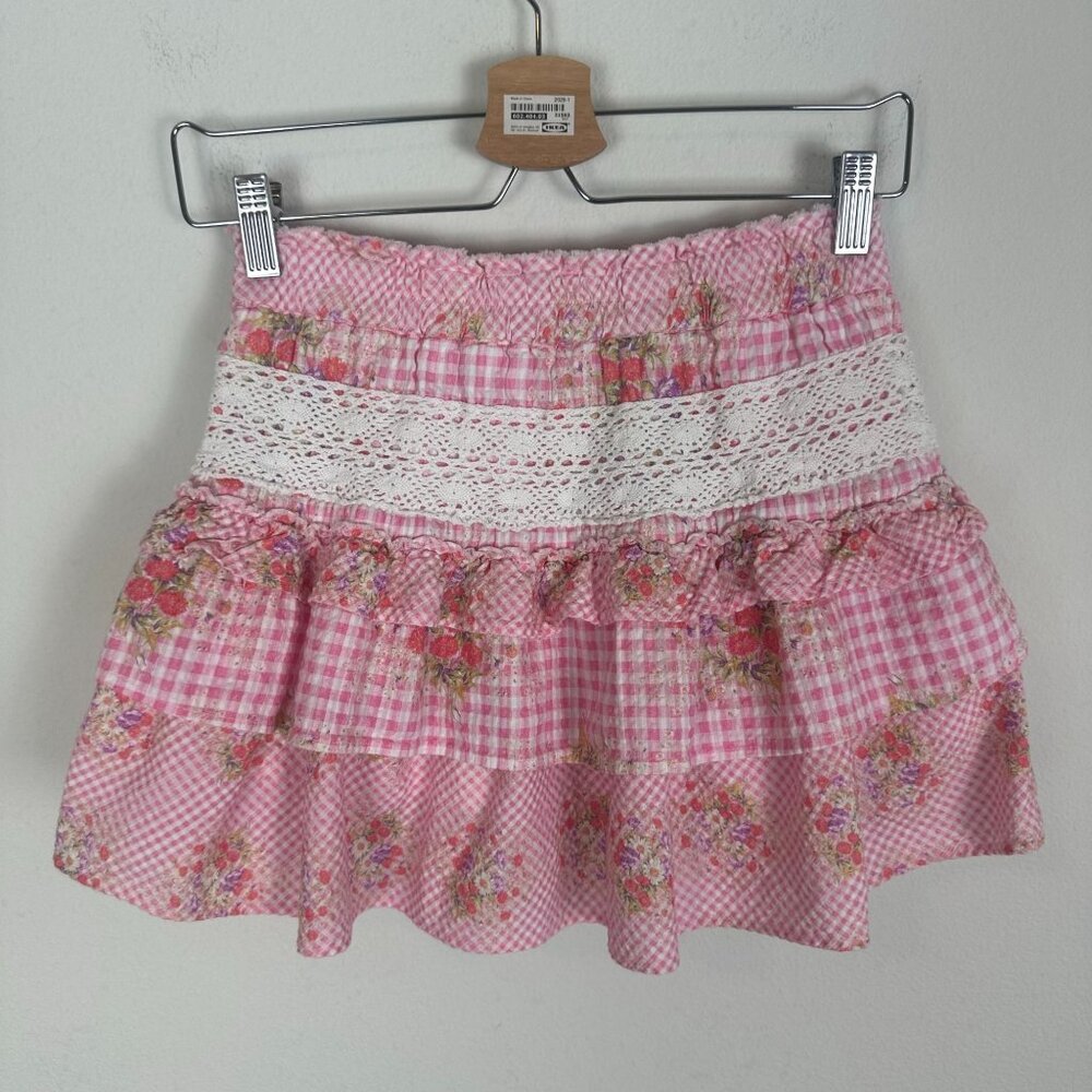 LoveShackFancy Pink Ruffled Mini Skirt - Picture 8 of 9